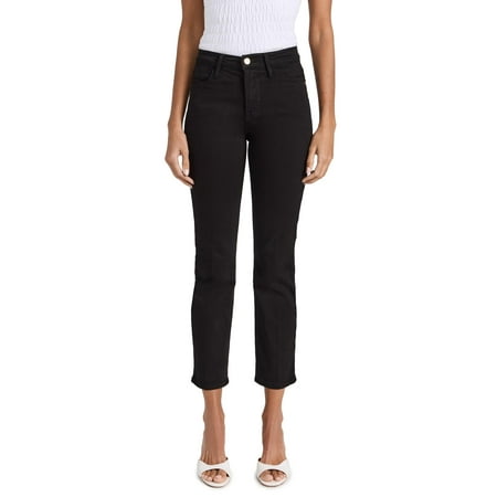 FRAME Women's Le High Straight Jeans, Film Noir, Black, 24