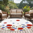 thumbnail image 4 of Red Blue Poppy Floral Round Area Rug 7Ft Washable Circle Rugs for Dorm Laundry Room, Farmhouse Spring Flowers Non-Slip Carpet Floor Mats Indoor Outdoor Carpet Runner Aesthetic Home Decor, 4 of 8