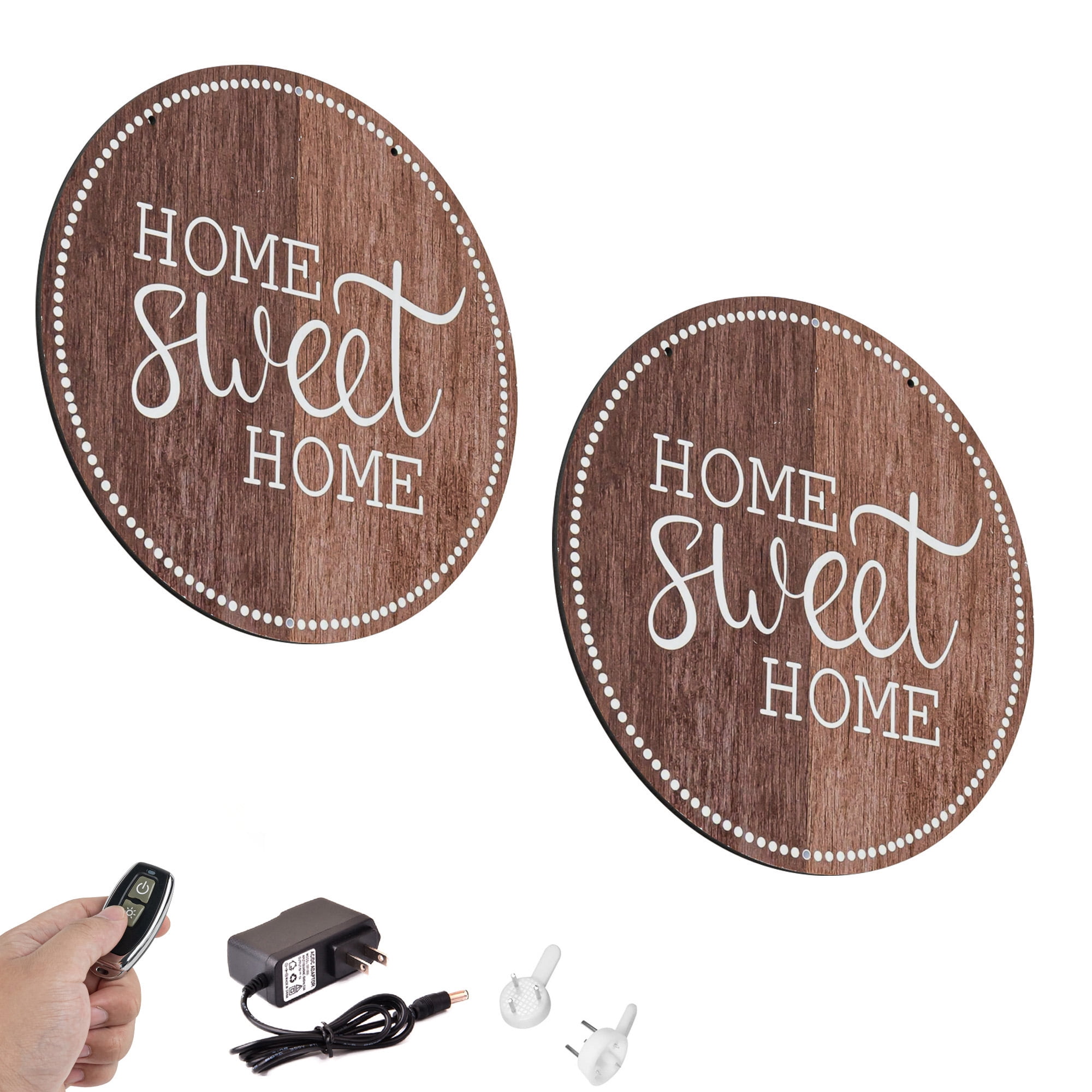 Kiven Led Wooden Wall Lamp, Battery Operated Wall Lights with Remote