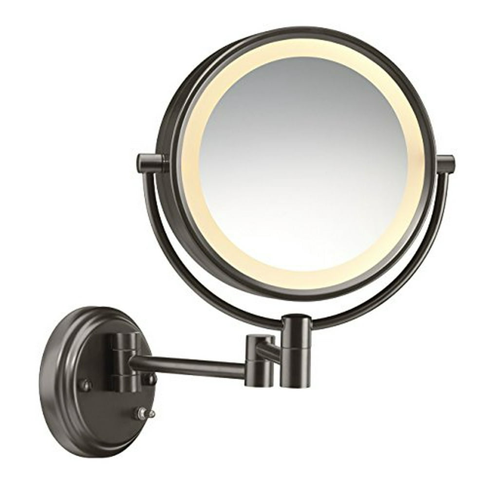 Conair Round Shaped DoubleSided Wall Mount Lighted Makeup Mirror; 1x