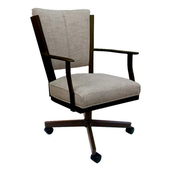 Montana Swivel Metal Dining Caster Chair - Hemsath Driftwood Fabric- Brown Frame