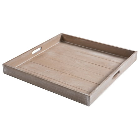 Mary Medium Square Tray 19-Inch Large Shabby Chic Square Wood Serving Tray for Breakfast in Bed, Tea, Coffee ()