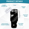 thumbnail image 4 of 30 oz Tumbler With Handle Stainless Steel Insulated Tumbler With Lid for Car Cup Holder Black Holly Leaves, 4 of 9