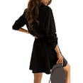 thumbnail image 3 of DYMADE Women Plus Size Solid Color Lapel Lace Up Shirt Dress, 3 of 4