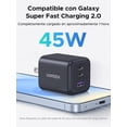 thumbnail image 2 of UGREEN 45W Cargador Tipo C GAN Portátil, PD 3 Puertos USB C y USB A, Carga Súper Rápida 2.0 para Galaxy S25 S24 S23 S22 Ultra, Compatible con iPhone 17 Pro MAX 16 15, Pixel 9 8, iPad, 2 of 5