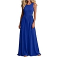 thumbnail image 2 of Bxsruta Womens Maxi Dress Casual Long Flowy Summer Sundress Sleeveless Crew Neck Pleated Dresses, 2 of 8