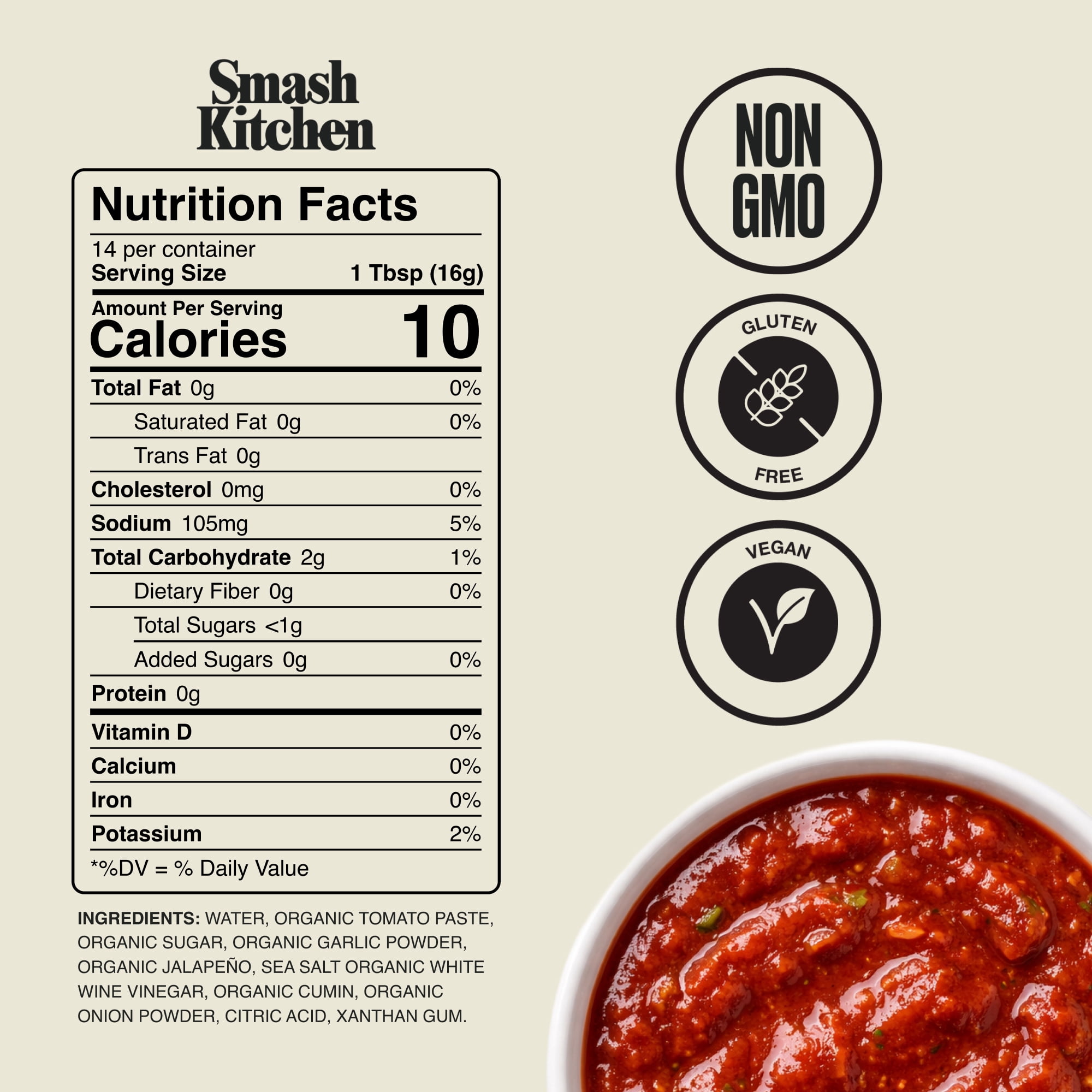 (2 pack) Smash Kitchen Organic Medium Red Taco Sauce, 8 oz