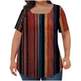 thumbnail image 2 of Puntoco Liquidación de blusas cortas para mujer Blusa holgada de manga corta plisada con cuello grande y estampado para mujer L-5xl, 2 of 4