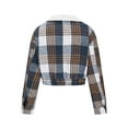 thumbnail image 5 of Women's Flannel Plaid Shirts Button Down Cardigans Short Tops Casual Fashion Outdoor Cropped Outfits Fall Fleece Long Sleeve Shacket Coats, 5 of 6