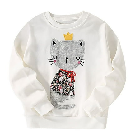 

TENSUNNYD Girls Hoodie Autumn And Winter New And Children S Clothing Style Little Girl Round Neck Long Sleeve Cute Children S Clothing Toddler 4Y-5Y
