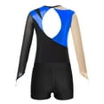 thumbnail image 6 of Lejafay Kids Girls Mesh Long Sleeve Gymnastics Leotards with Athletic Shorts Sets Biketard Dance Royal Blue&Black 12, 6 of 7