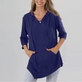 thumbnail image 3 of Uootdi 3/4 Sleeve Tops for Women Hooded with Pockets Loose Fit Soft Comfy Casual Daily Loungewear Tunic Shirts Gift, 3 of 5