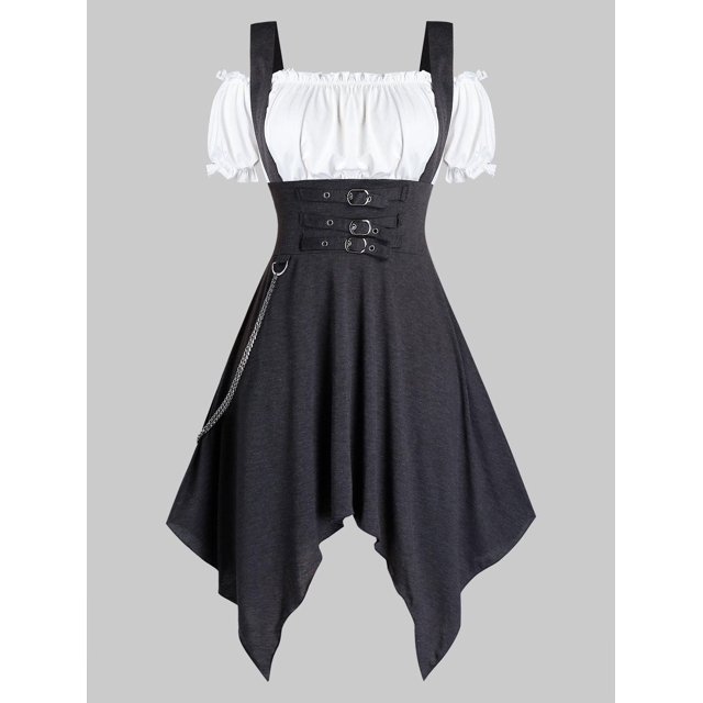 Vestido Punk de Pañuelo de Tamaño Grande con Cadenas Rosegal Vestidos casuales de talla grande