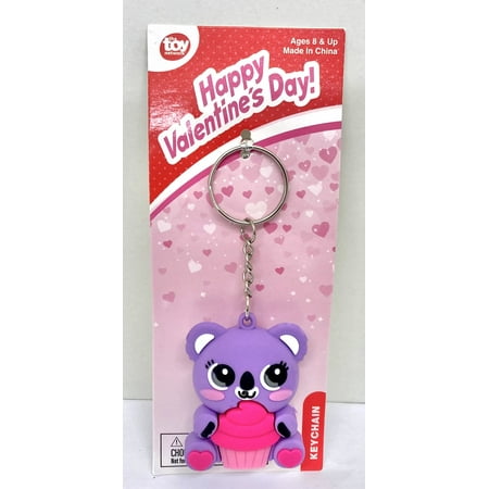 The Toy Network Happy Valentine's Day Purple Panda with Cupcake Figure Keychain