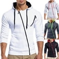 thumbnail image 4 of Men Hoodie Casual Hooded Solid Zip Slim Fit Sweatshirts Pullover Sweater Tops, 4 of 10