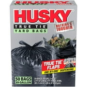 Husky Yard Bags, 39 Gallon, 50 Bags, Flap Tie