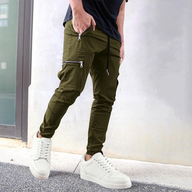 Pantalon à Cordon de Serrage Pantalon Cargo de Randonnée pour Homme Pantalon Cargo Ample pour Homme Pantalon pour Homme Décontracté Léger Pantalon Cargo pour Homme (Vert Armée,M)