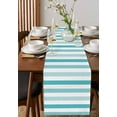 thumbnail image 4 of Aqua Ombre Grey Striped Table Runner 108 Inches, Farmhouse Stripe Modern Bed Runner Dresser Scarves Tabletop for Indoor Outdoor Parties/Ceremony/Banquet, 13"x 108", 4 of 8