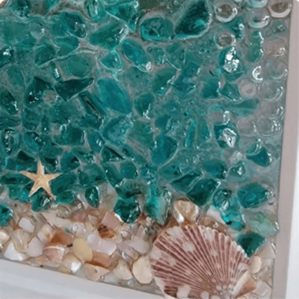 Ocean Theme Sea Glass Art Kit for Adults Photo Frame Easy Operation DIY Mosaic Arts and Craft Kits Handmade B