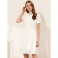 thumbnail image 3 of INSPIRE CHIC Robe en Chiffon à Manches Courtes Évasées avec Insert en Dentelle et Taille Élastique pour Femmes Blanc P, 3 of 5