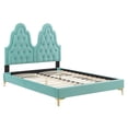 thumbnail image 3 of Modway Alexandria Tufted Performance Velvet King Platform Bed in Mint, 3 of 10