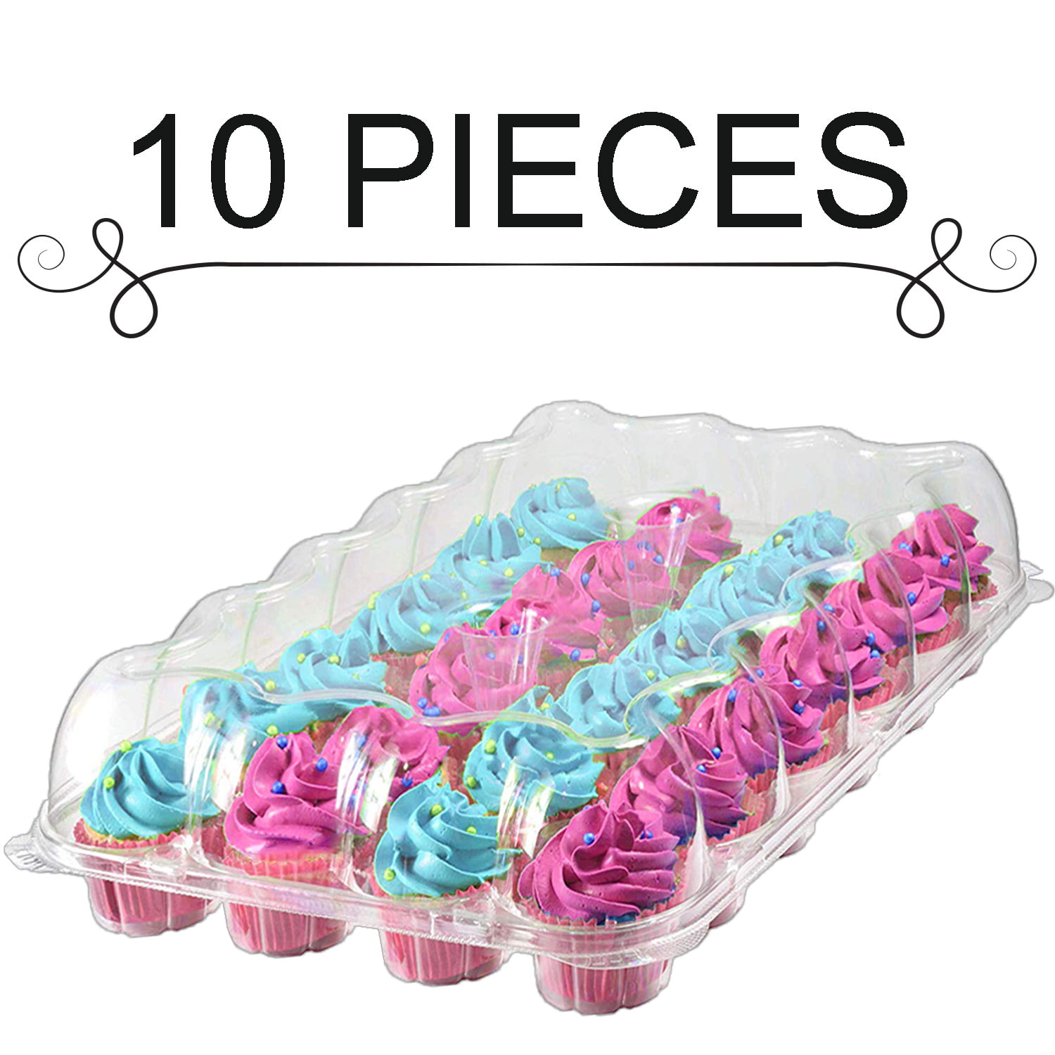 Clear 6 Compartment Muffin Cupcake Container Box Lid 10pack 