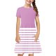 thumbnail image 2 of Odeerbi Niñas de Verano Vestido de Línea A Rayas Vestido de Columpio Vestido Elástico de Manga Corta Para Niños, 2 of 7