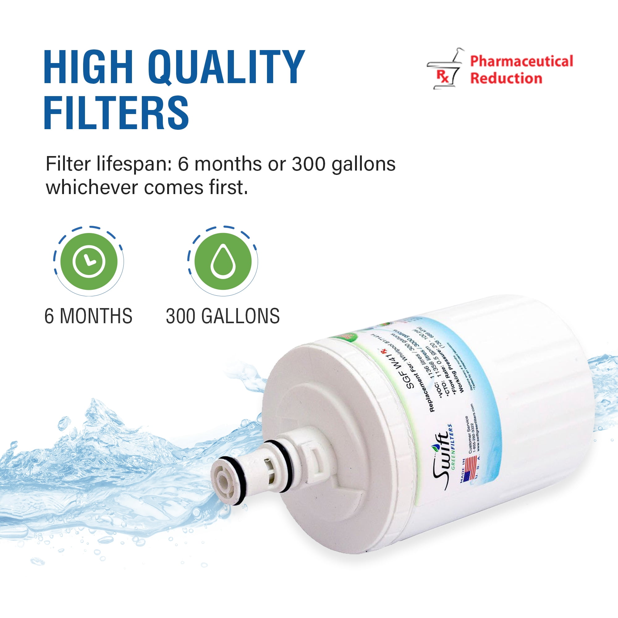 Swift Green Filters SGF-W41 Rx Replacement for Whirlpool 8171413 Refrigerators Water Filters-1P