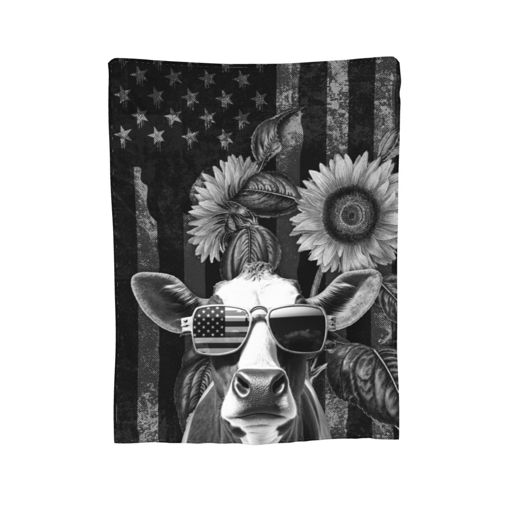 XMXY Fleece Throw Blanket for Couch, American Vintage Cow Print