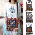 thumbnail image 3 of Women Vintage Tribal Ethnic Thai Indian Boho Tassel Cotton Linen Shoulder Bag Embroidery Flower Tapestry Tote Messenger Bags H02, 3 of 6