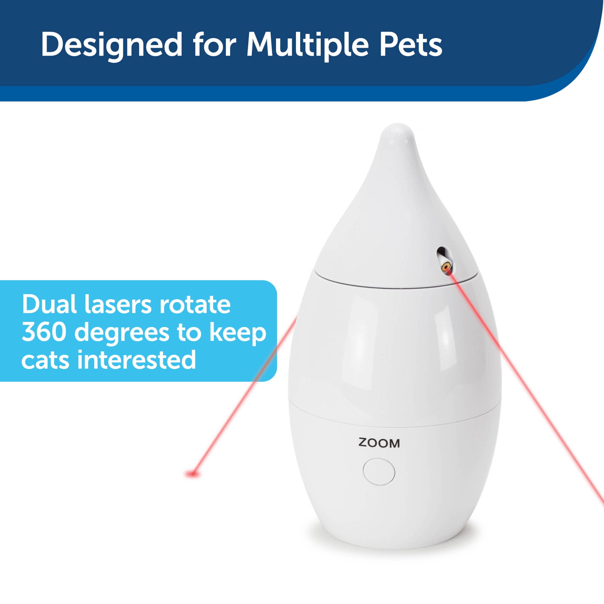 PetSafe Zoom Rotating Laser Cat Toy  Includes 2 Interactive Laser Lights