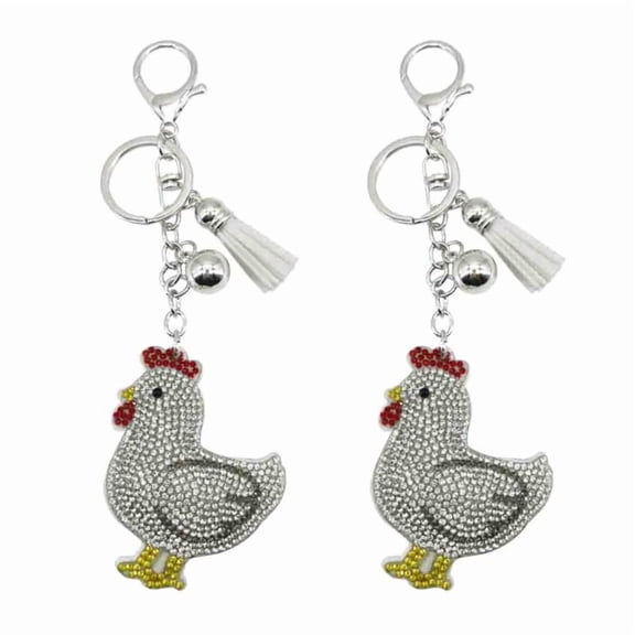Rhinestones Chicken Keychain Key Holder Bag Charm for Women Girl and Teens Purse Backpacks Keychain Decoration Accessory