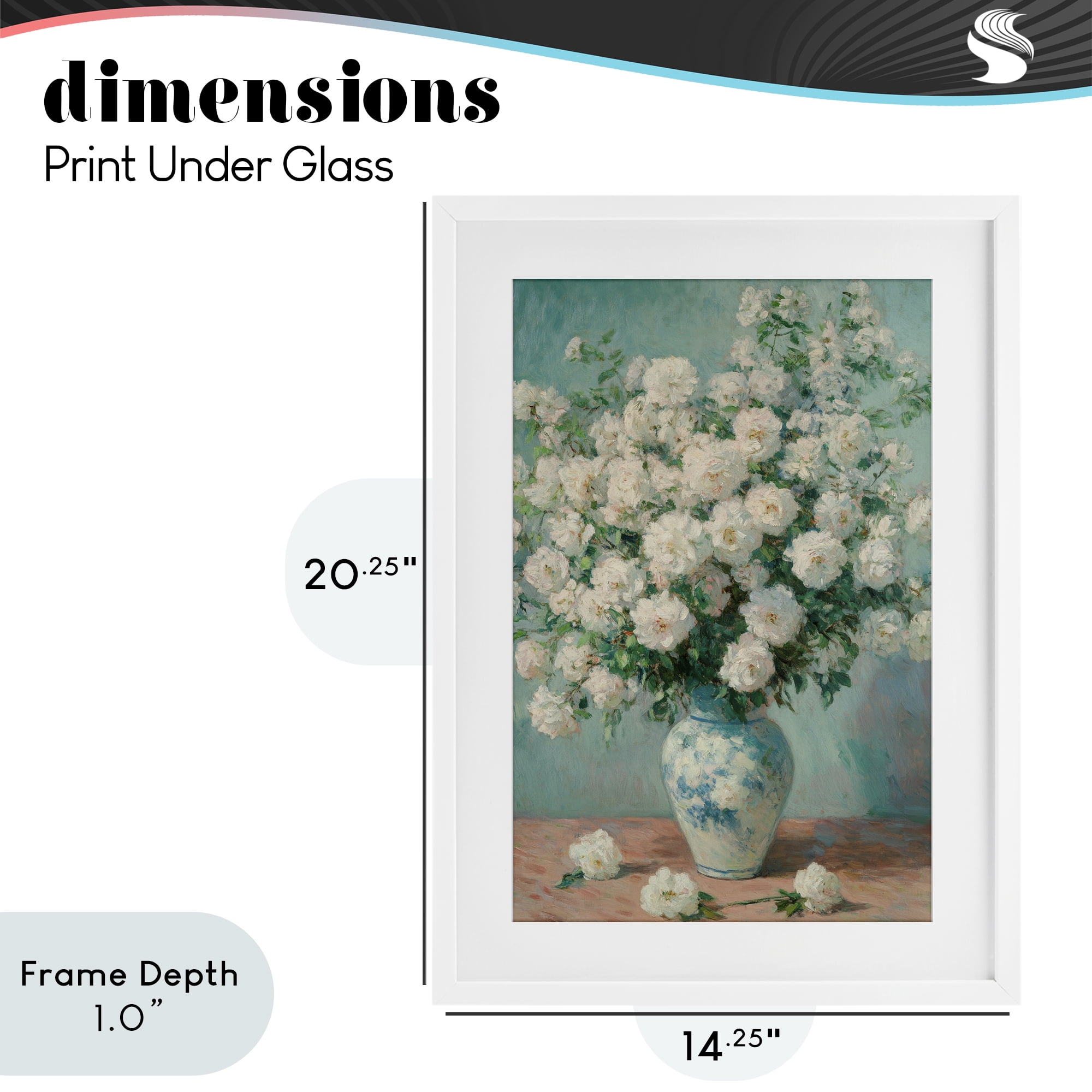Stupell Industries Lush Bouquet of White Roses White Framed Print Under Glass, design by Petal Prints Design