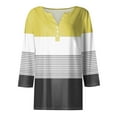 thumbnail image 4 of JULMCOMO Tops for Women Button Decor V Neck Blouses 3/4 Sleeve Summer T-Shirts Striped Print Casual Trendy Tunic Tops, 4 of 5