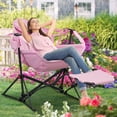 thumbnail image 4 of Ainfox Foldable Portable Rocking Camping Chairs with Footrest,Cup Holder,Pillow,Pink(Set of 2), 4 of 7