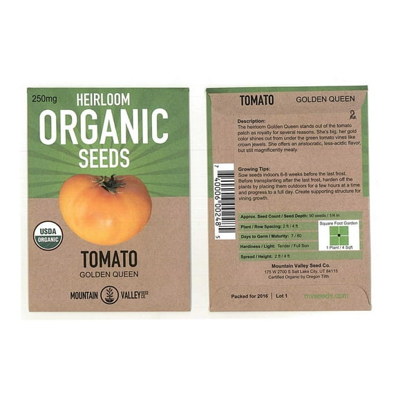 Tomato Garden Seeds - Golden Queen - 250 mg Packet - Non-GMO, Organic, Heirloom, Vegetable Gardening Seed