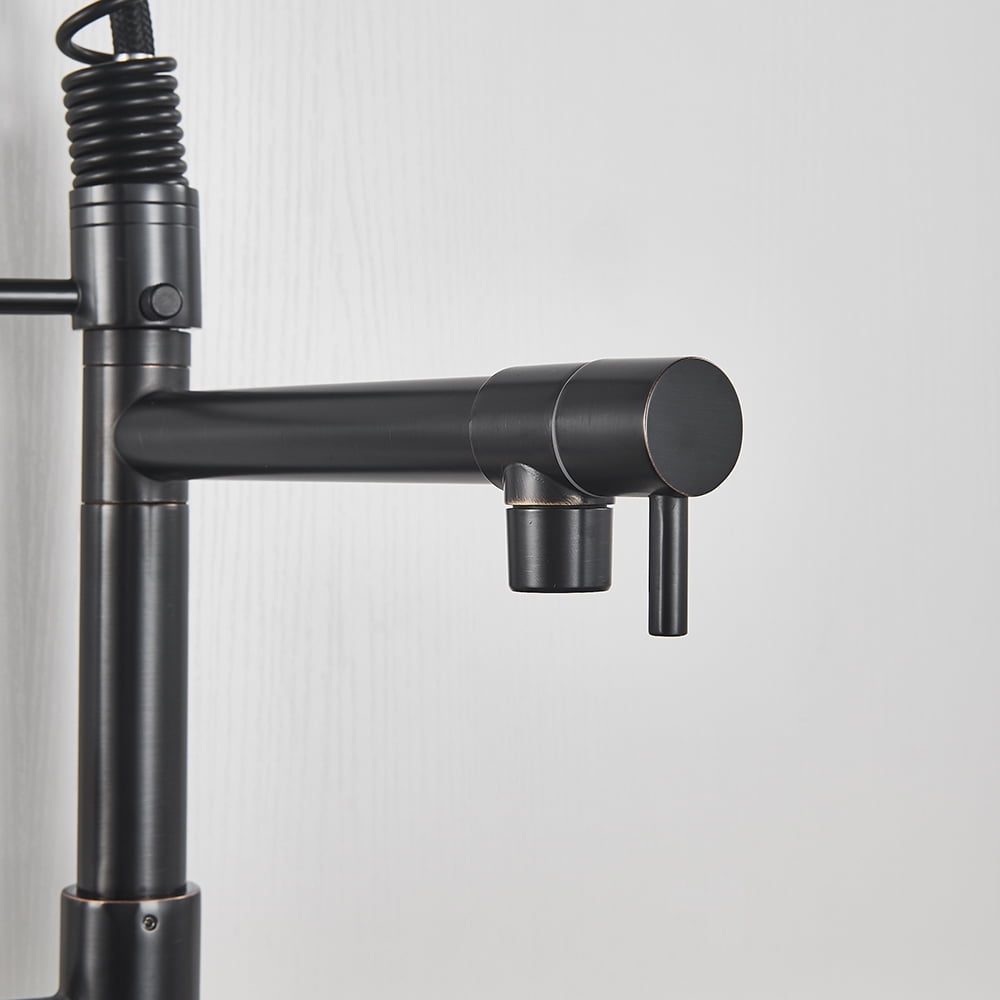 Blackend Spring Kitchen Sink Faucet Pull Down Sprayer Dual Spout Mixer Tap