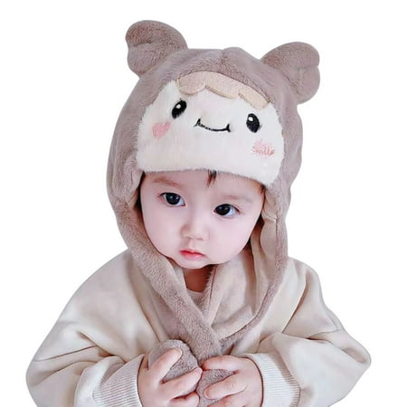 

EUBUY Children Cartoon Hat Cute Cartoon Warm Scarf Beanie for Birthday Baby Full Moon Family Reunion Khaki