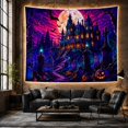 thumbnail image 6 of Haunted Mansion and Cemetery Under Full Moon, Spooky Gothic for Dark Decor Enthusiasts, Halloween Scene Wall Art, Halloween Gift, Tapestry Wall Hanging for Bedroom and Living Room, 6 of 7