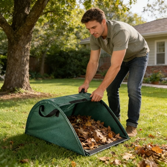 100L Leaf Collector, Large Reusable Yard Waste Bags, Portable Durable Lawn Leaf Bag with Handle, Garden Waste Collection Bags and Leaf Bags Weeds Collection Bags Multifunctional Storage Bins