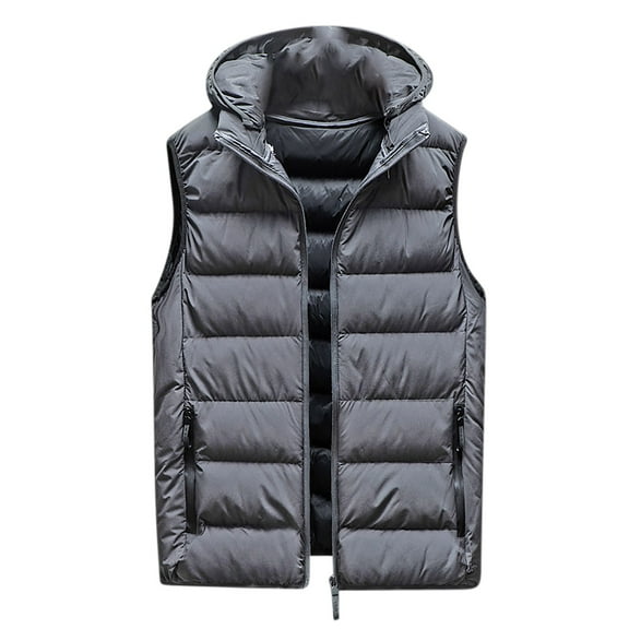 Vest For Men Sevevn Men's Puffer Vest Fashion Winter Solid Casual Warm Sleeveless Casual Jacket Coat
