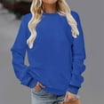 thumbnail image 3 of TKLPEHG Women Sweatshirts Crew Neck Sweatshirt Pullover Loose Fashion Long Sleeve Classic Solid Color Casual Lightweight Pullover (Blue,XXL), 3 of 7