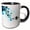 Black/White, variant on 3drose, Blue Leaves Flourish, 11oz Two-tone Black Mug