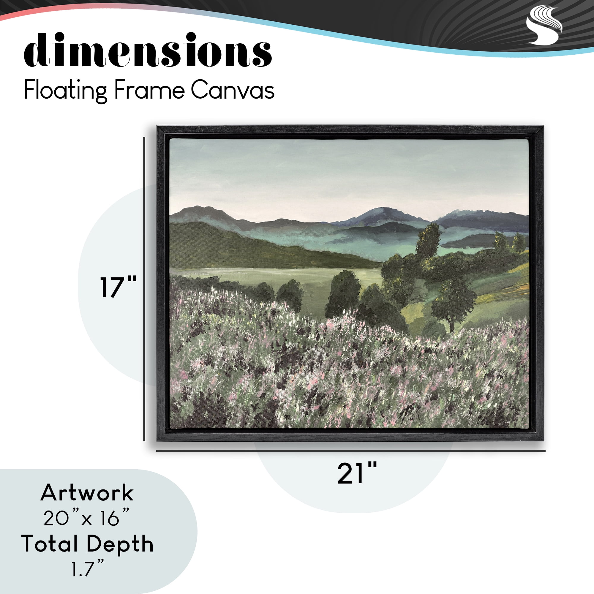 Stupell Industries Windblown Meadow Blooms Black Framed Floater Canvas Wall Art, design by Lee Ann Zirbes