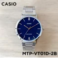 thumbnail image 2 of Reloj pulsera Casio MTP-VT01 con correa de acero inoxidable color plateado - fondo azul, 2 of 6