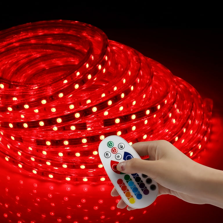 LED Strip Light Remote Controller RGB Waterproof Rope Light Flexible  Multi-color, 5050 SMD 60 LEDs/M AD 110V 40 Ft