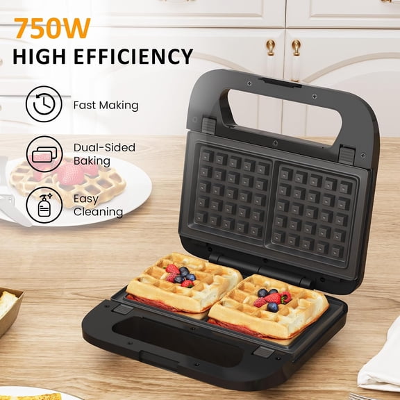 3 in 1 Electric Sandwich Maker with Removable Nonstick Plates, 750W Panini Press and Waffle Iron for Breakfast, Dorm and RV Kitchens