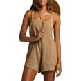 thumbnail image 3 of Caywon Womens Fashion Summer Solids Romper Casual Sleeveless Short Wide Leg Jumpsuit With Pockets Lightweight Breathable Fabric Summer Khaki M, 3 of 7