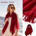 thumbnail image 4 of Lumtrix Fall Winter Scarf Solid Color Tassel Shawl Soft Lofty Feel 76.77 in Unisex Scarf Wrap A One Size, 4 of 5