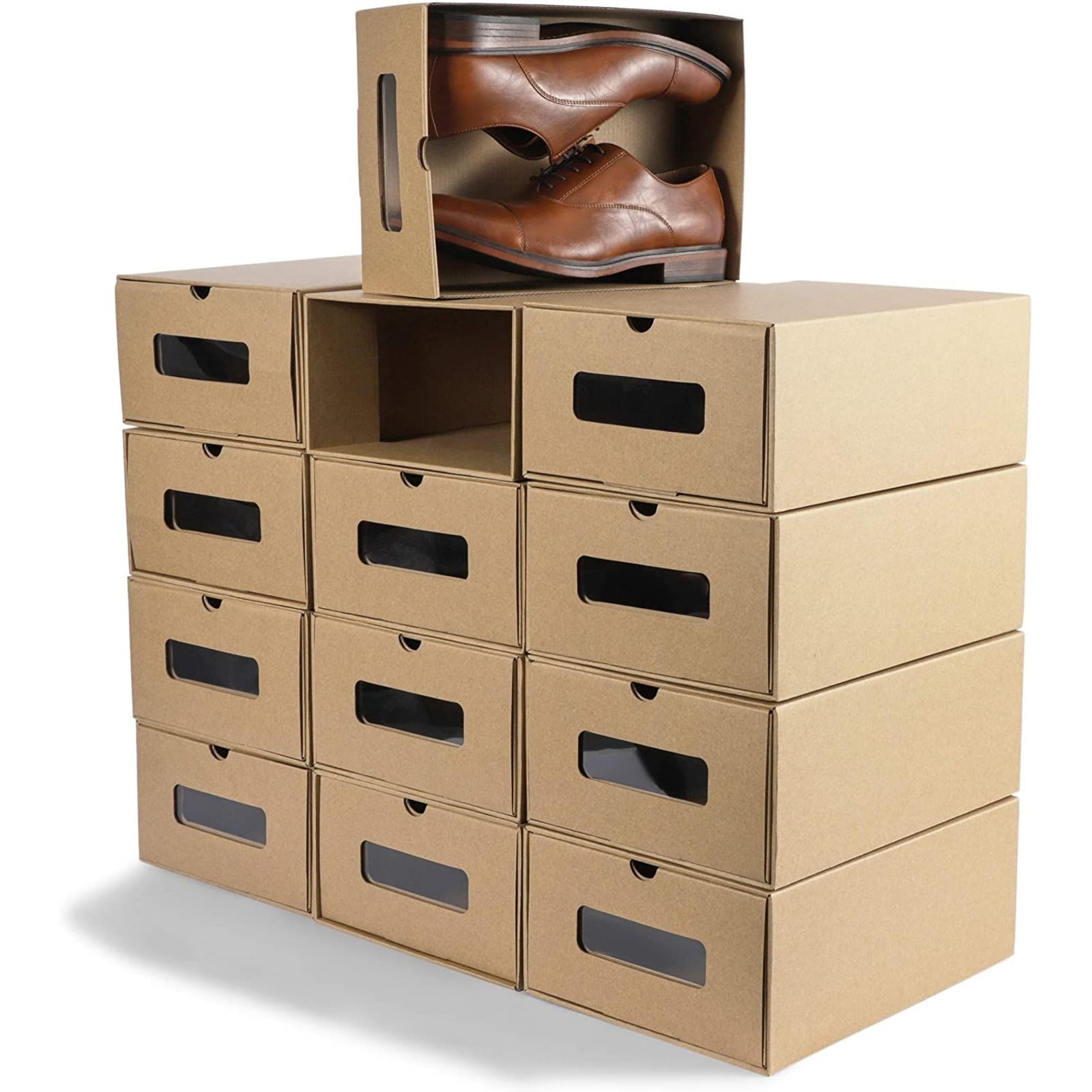 6/12 Pack Foldable Shoe Storage Boxes Cardboard Stackable Case Organizer Case US 